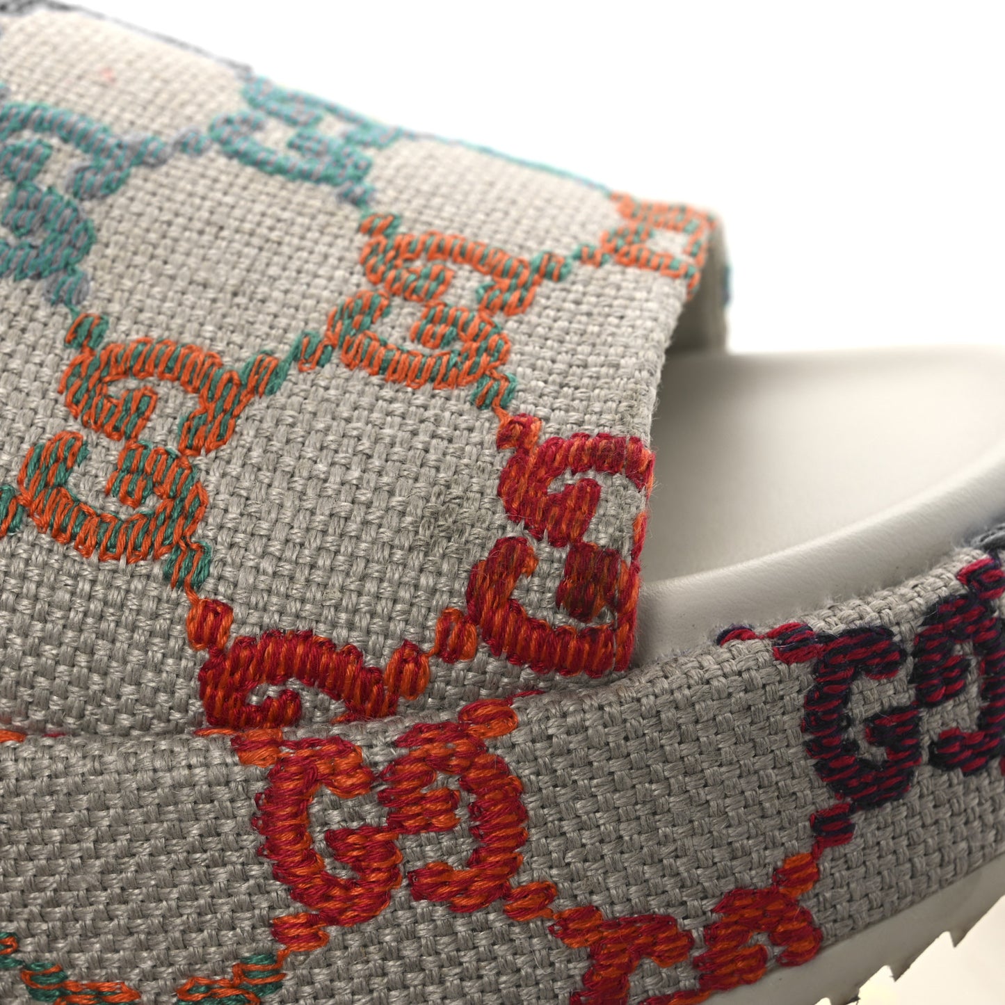 Linen Psychedelic Mini GG Monogram Angelina Platform 55mm Slide Sandals 40.5 Multicolor