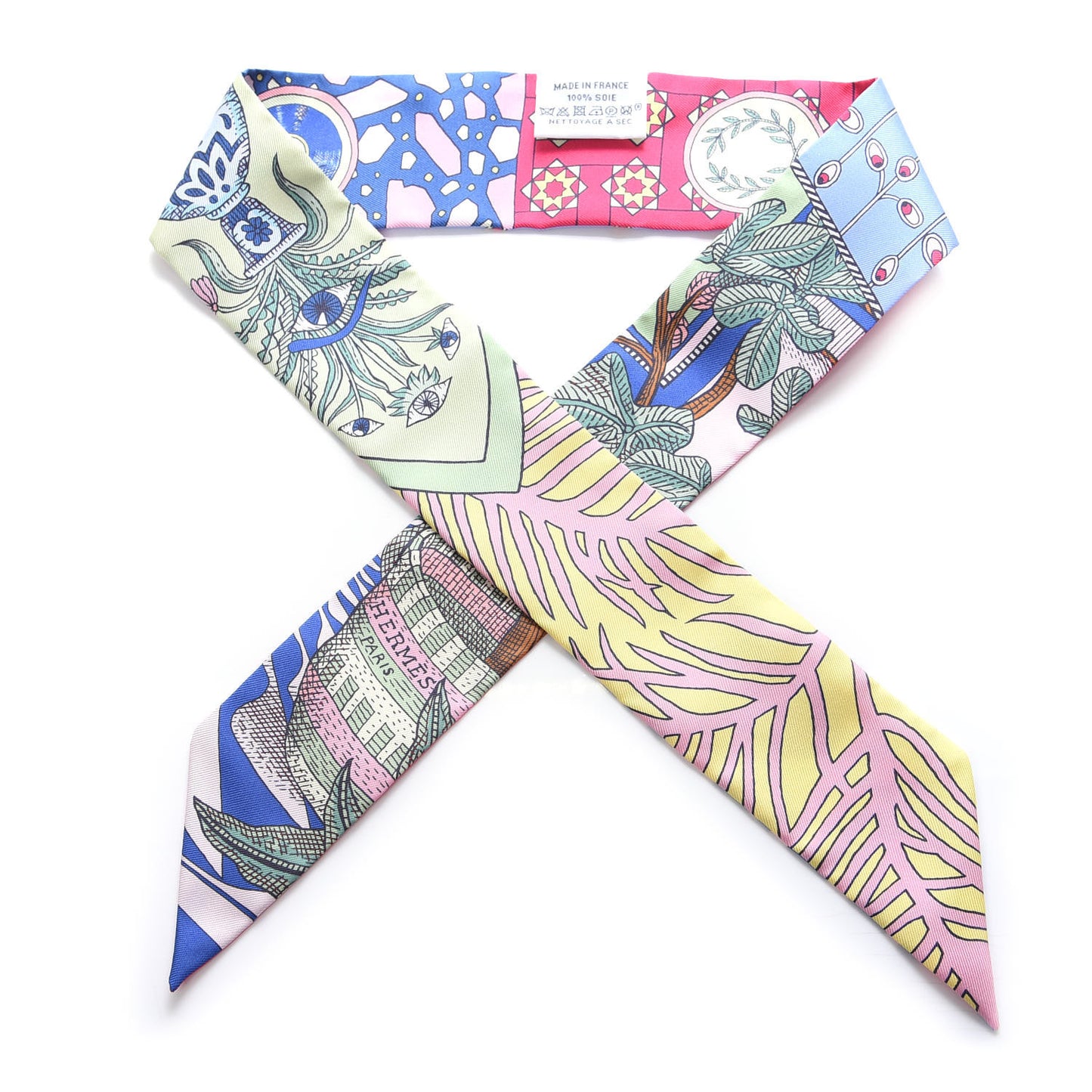 Silk La Dance Des Amazones Twilly Bleu Roy Vert Jaune