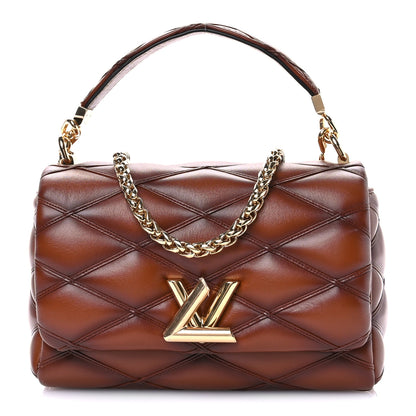 Louis Vuitton Lambskin Malletage Top Handle GO-14 MM Tan 1 of 11