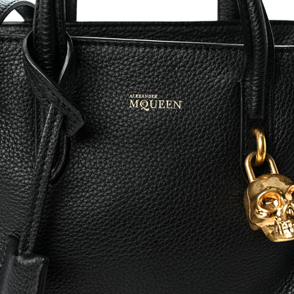 Alexander McQueen Pebbled Calfskin Mini Skull Padlock Zip Around Tote Black 7 of 9