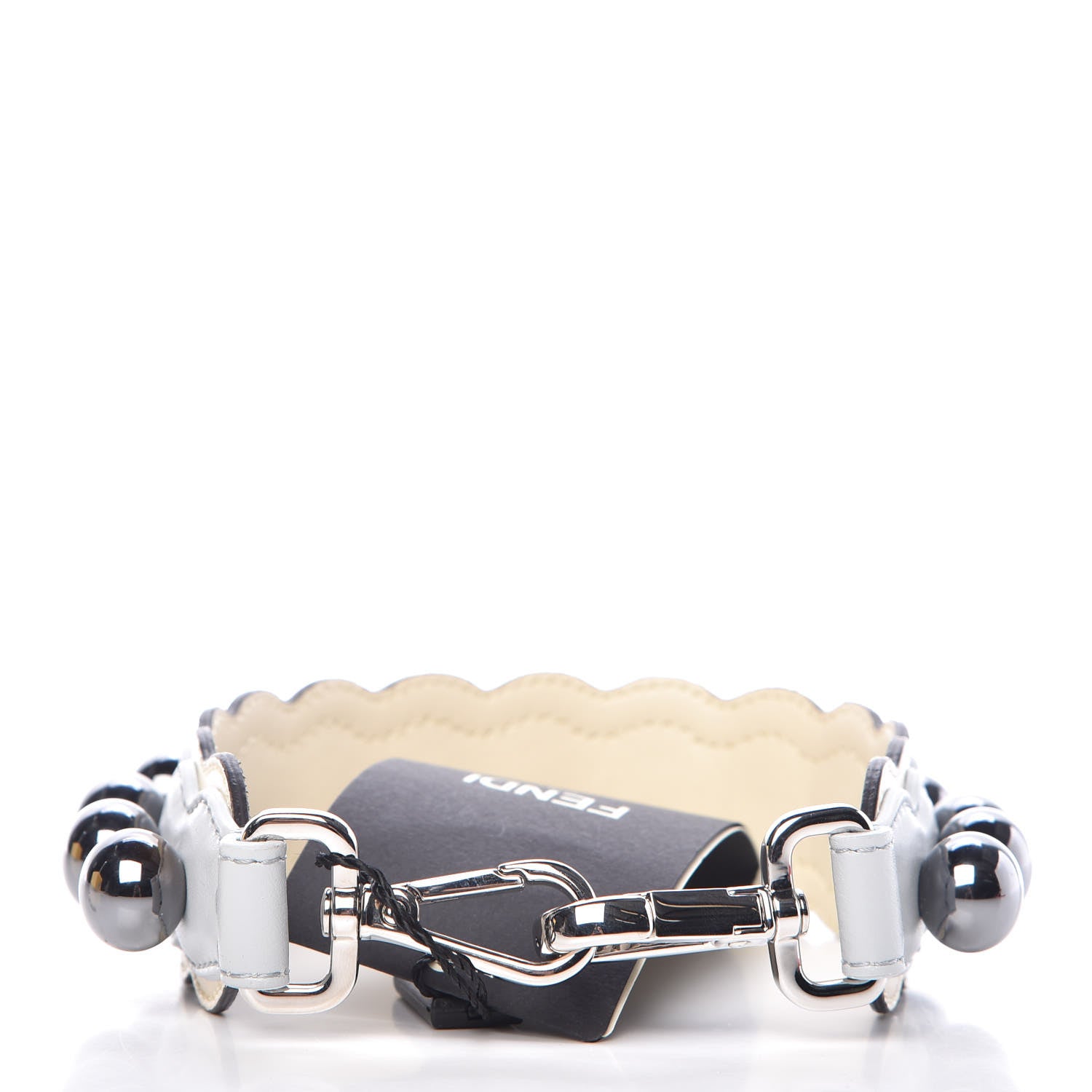 Fendi Vitello Liberty Pearl Bi-Color Scalloped Mini Strap You Burro Grigio Perla 2 of 5