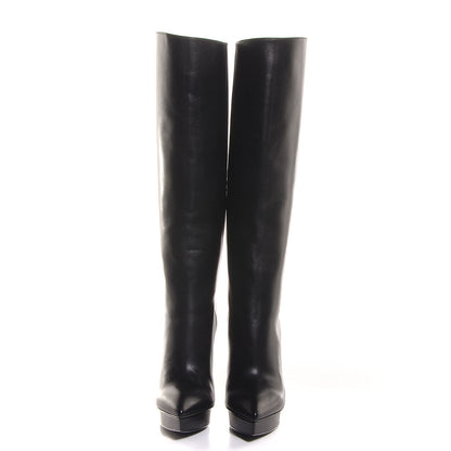 Saint Laurent Leather Mid-Heel Knee High Boots 36.5 Black 2 of 7