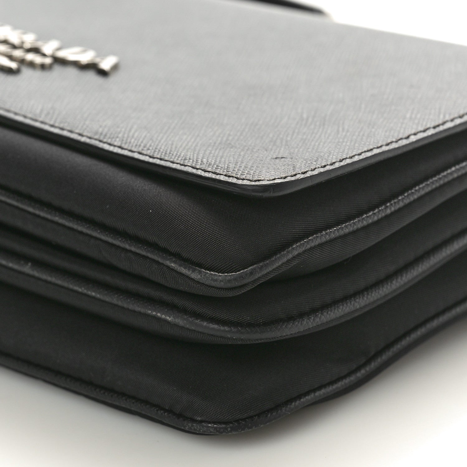 Prada Saffiano Tessuto Nylon Chain Shoulder Bag Black 10 of 10