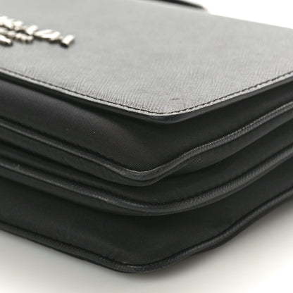 Prada Saffiano Tessuto Nylon Chain Shoulder Bag Black 10 of 10