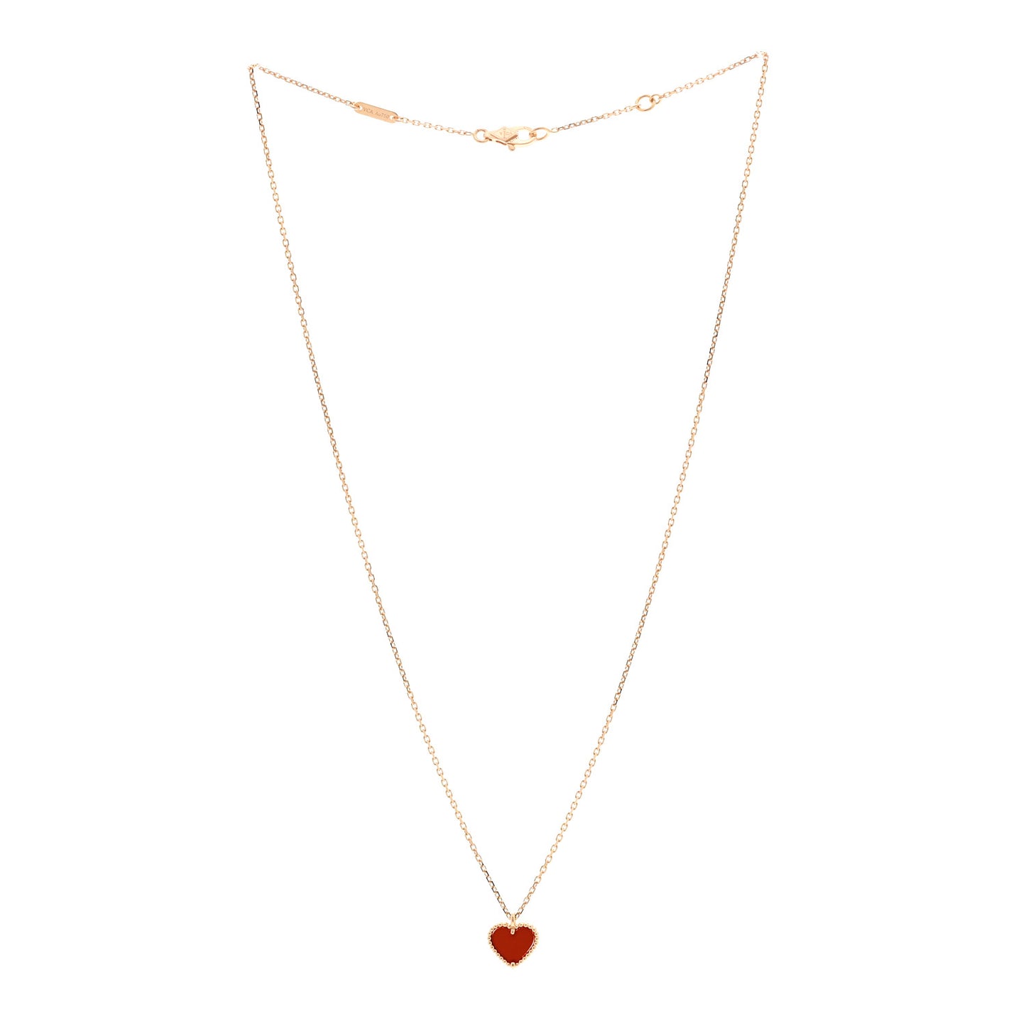 18k Rose Gold Carnelian Sweet Alhambra Heart Pendant Necklace