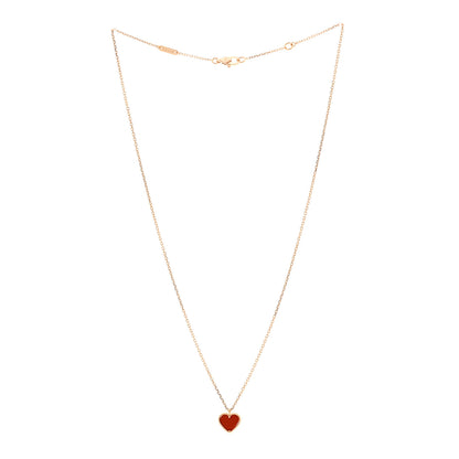 Van Cleef & Arpels 18k Rose Gold Carnelian Sweet Alhambra Heart Pendant Necklace 3 of 5