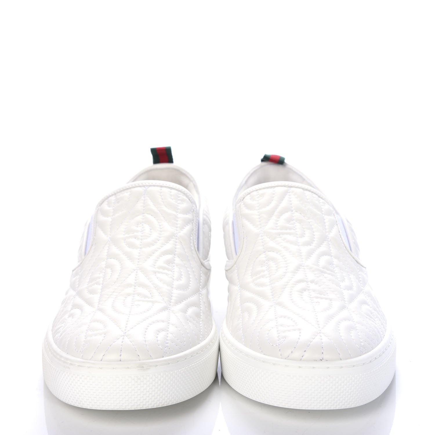 Gucci Nappa Web G Rhombus Quilted Mens Slip On Sneakers 8.5 Great White 2 of 10