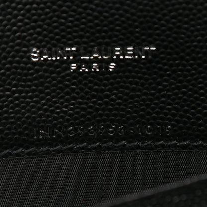 Saint Laurent Grain De Poudre Matelasse Chevron Monogram Envelope Chain Wallet Black 7 of 10