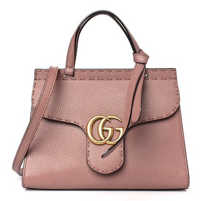 Gucci Calfskin Mini GG Marmont Top Handle Bag Rosy Phard 1 of 9
