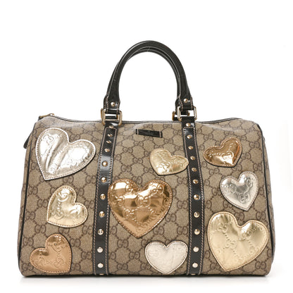 Gucci Monogram Guccissima Hearts Studded Medium Joy Boston Dark Brown 1 of 10