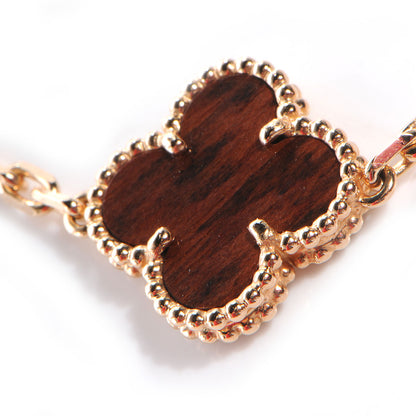 Van Cleef & Arpels 18K Rose Gold Letterwood 5 Motifs Vintage Alhambra Bracelet 4 of 9