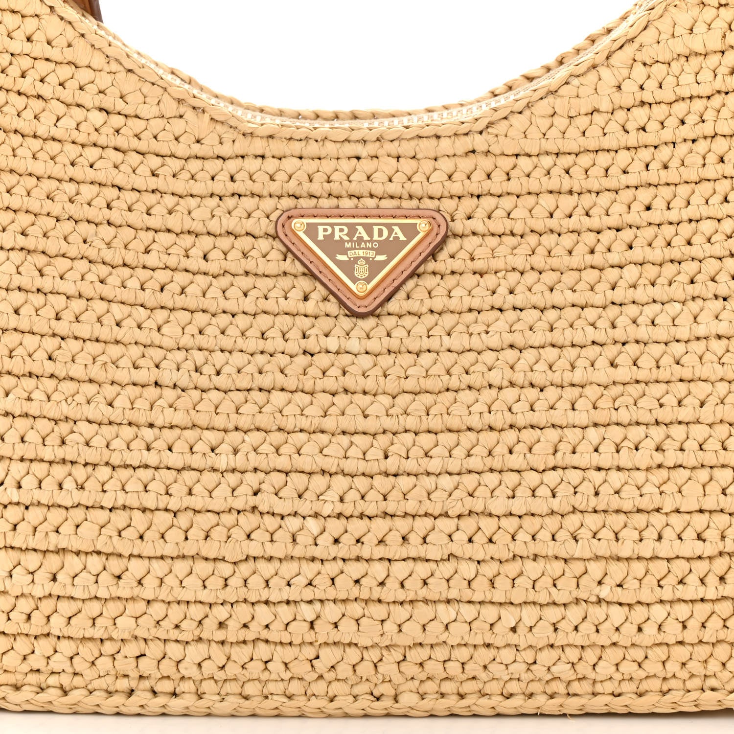 Prada Yarn Raffia Effect Crochet Re-Edition 2005 Shoulder Bag Naturale 9 of 11