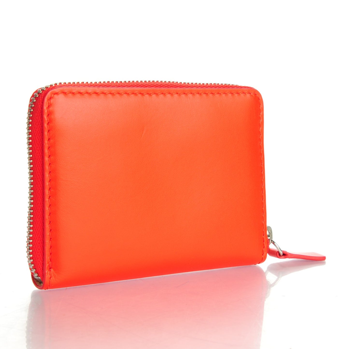 Calfskin Zip Around Card Holder Wallet Poppy