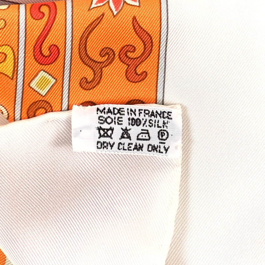Hermes Silk Peuple du Vent Scarf 90 White Orange 3 of 5