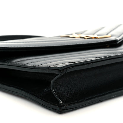 Saint Laurent Calfskin Matelasse Chevron Monogram Envelope Chain Wallet Black 8 of 9