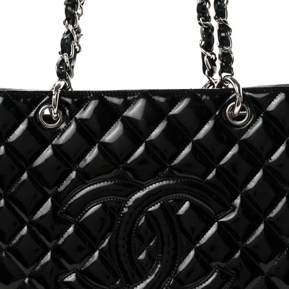 Chanel Patent Quilted Grand Shopping Tote GST Black 8 of 10