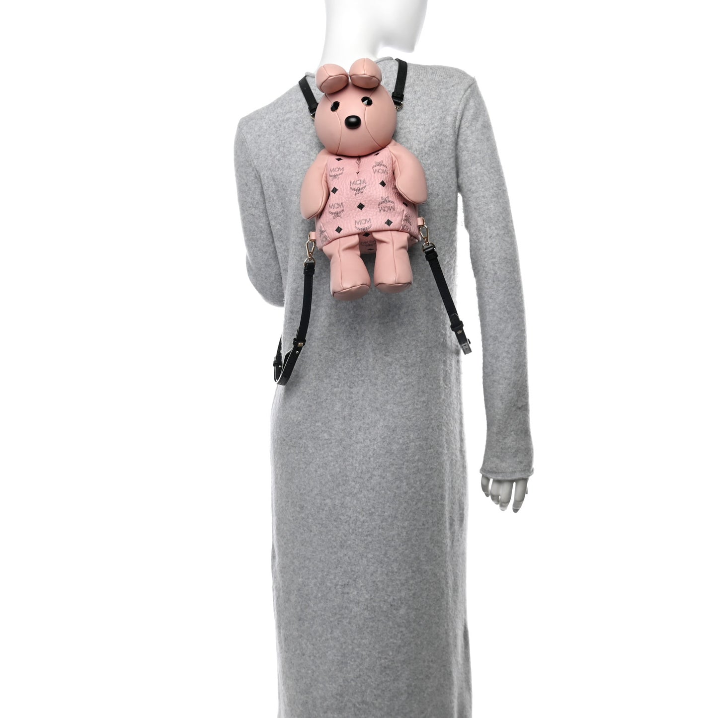 Calfskin Visetos Rabbit Zoo Doll Backpack Soft Pink