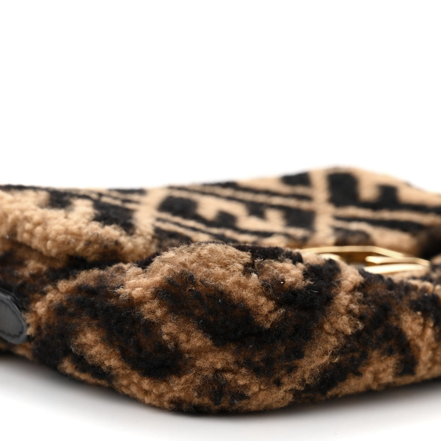 Shearling Vitello Dolce Macro FF 1974 Mini Baguette Tobacco Black