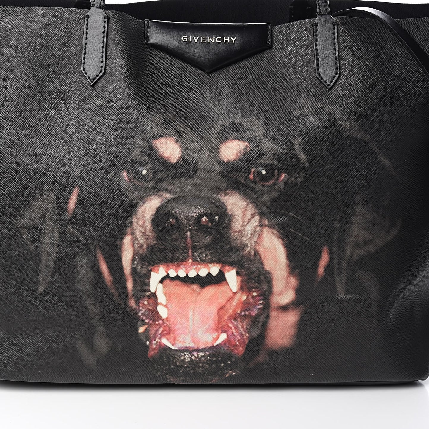 Textured Coated Canvas Rottweiler Pint Large Antigona Tote Black
