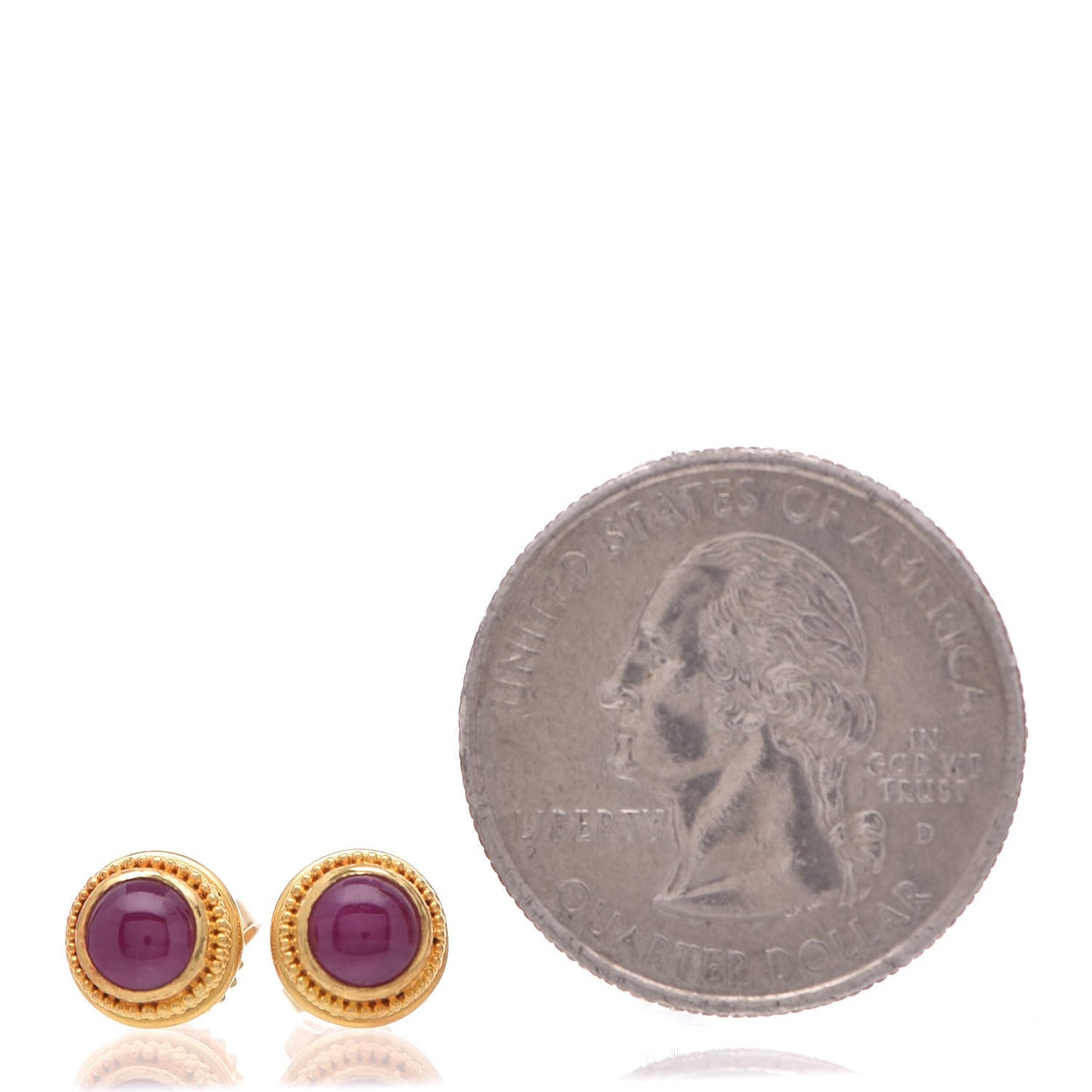18K Yellow Gold Ruby Post Earrings
