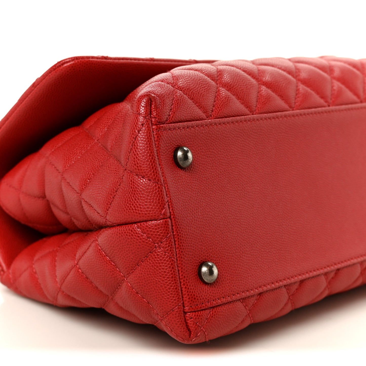 Caviar Quilted Small Coco Handle Flap Red