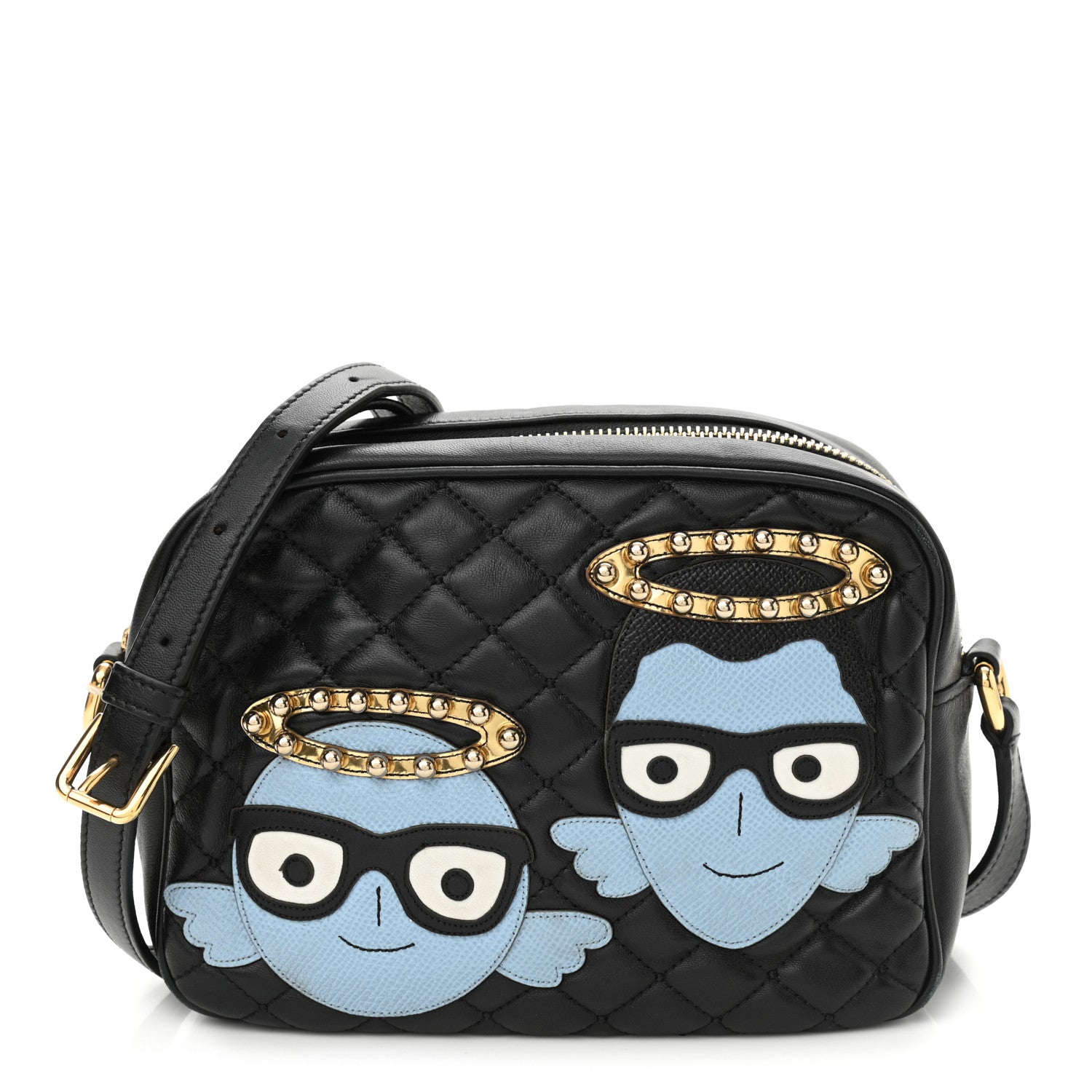 Dolce & Gabbana Lambskin Quilted Applique Camera Bag Black 1 of 10