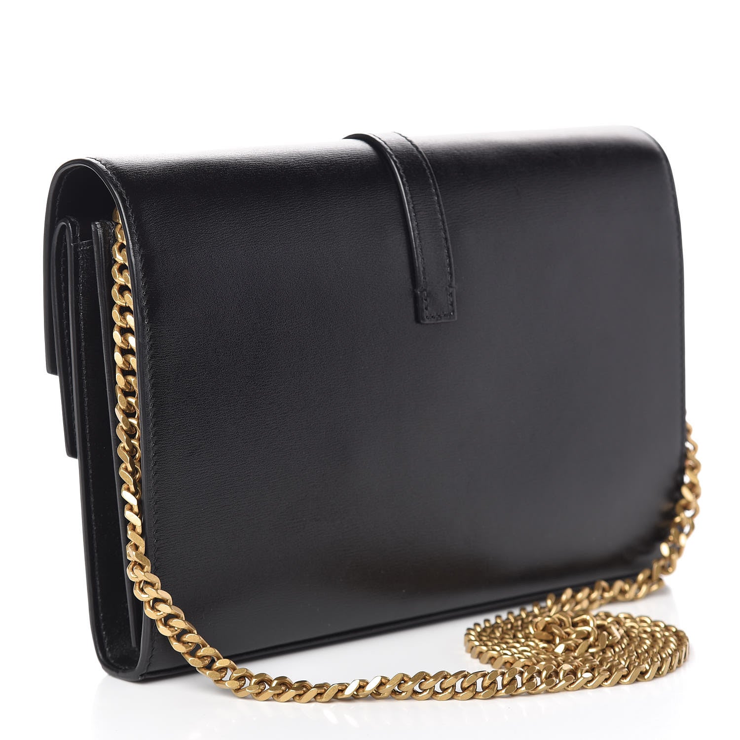 Saint Laurent Smooth Calfskin Monogram Sulpice Chain Wallet Black 3 of 10