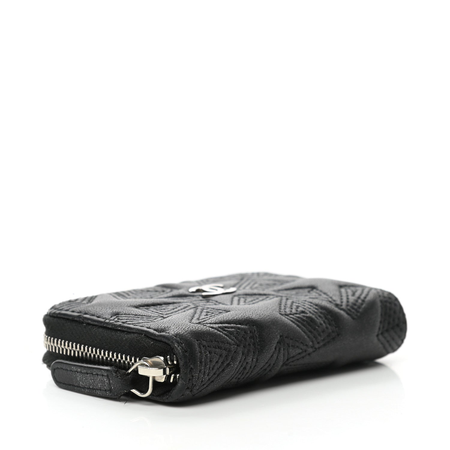 Chanel Metallic Lambskin Star Embossed Coin Purse Case Black 4 of 11