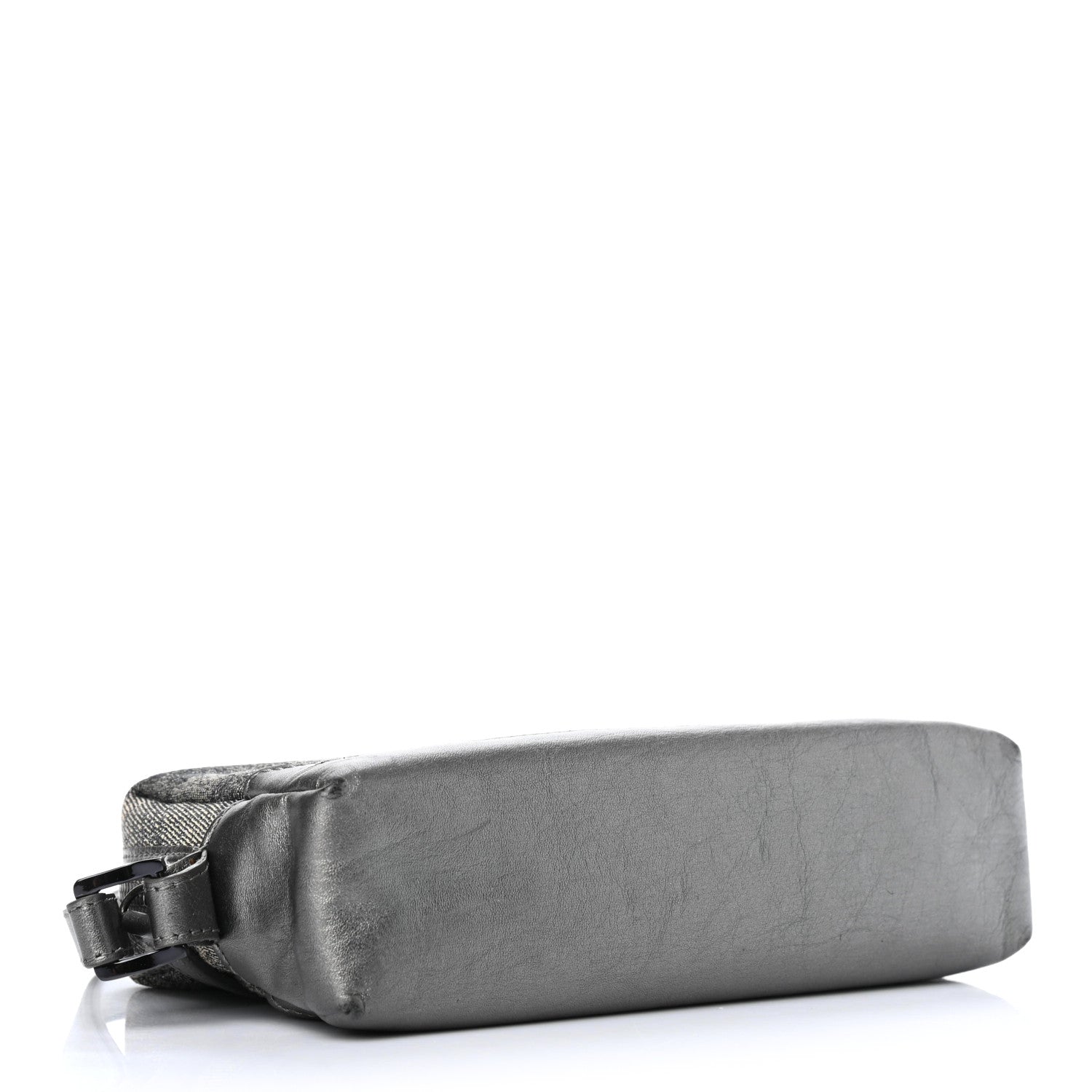 Burberry Metallic Calfskin Nova Check Cosmetic Pouch Silver 3 of 6