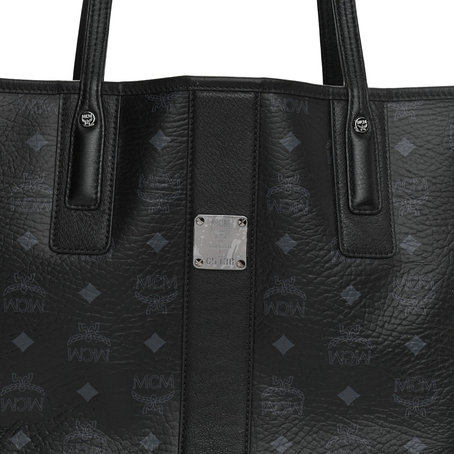 MCM Visetos Medium Reversible Shopper Tote Black 9 of 14