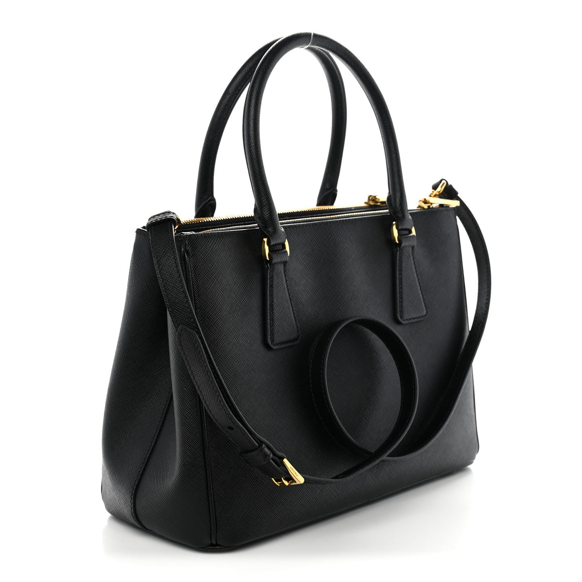 Saffiano Small Galleria Double Zip Tote Black