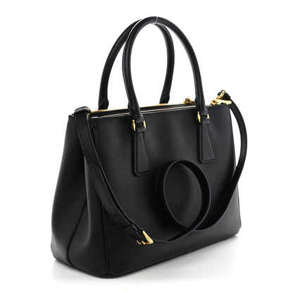 Prada Saffiano Small Galleria Double Zip Tote Black 3 of 9