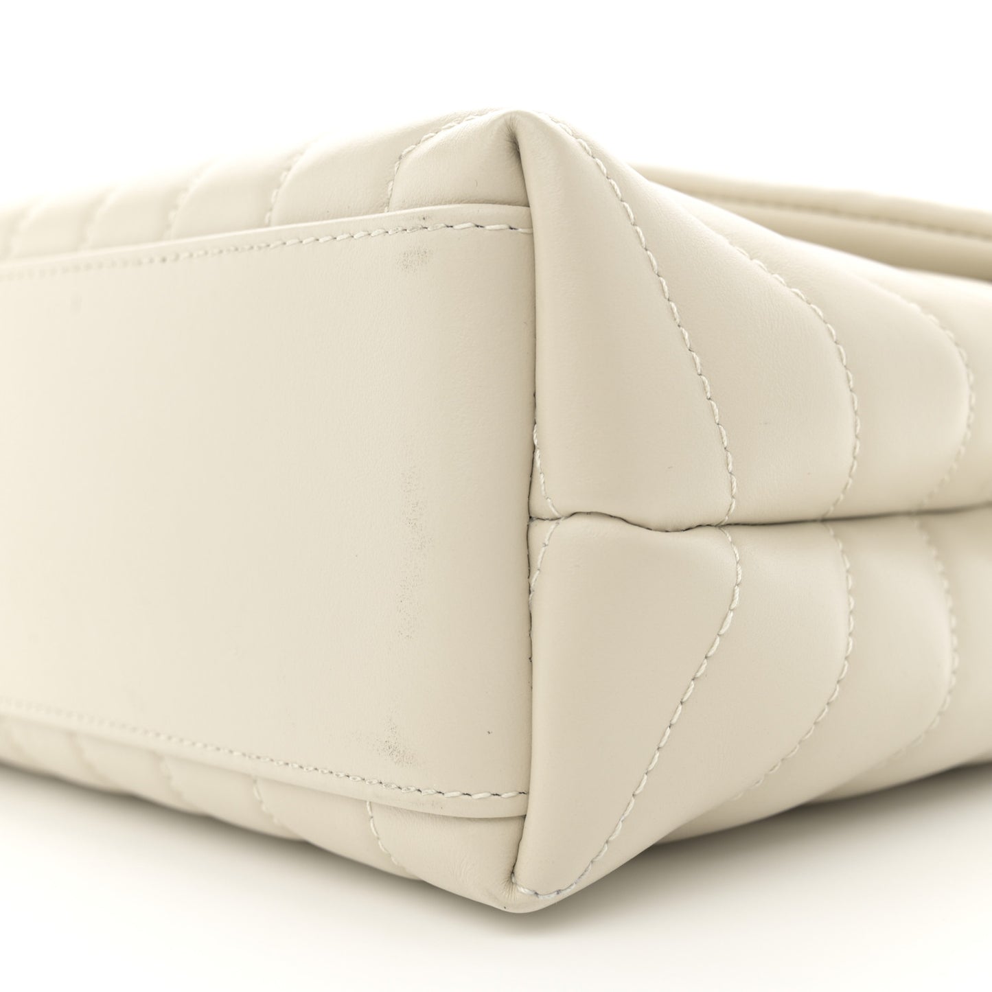 Calfskin Y Quilted Monogram Small Loulou Chain Satchel Crema Soft