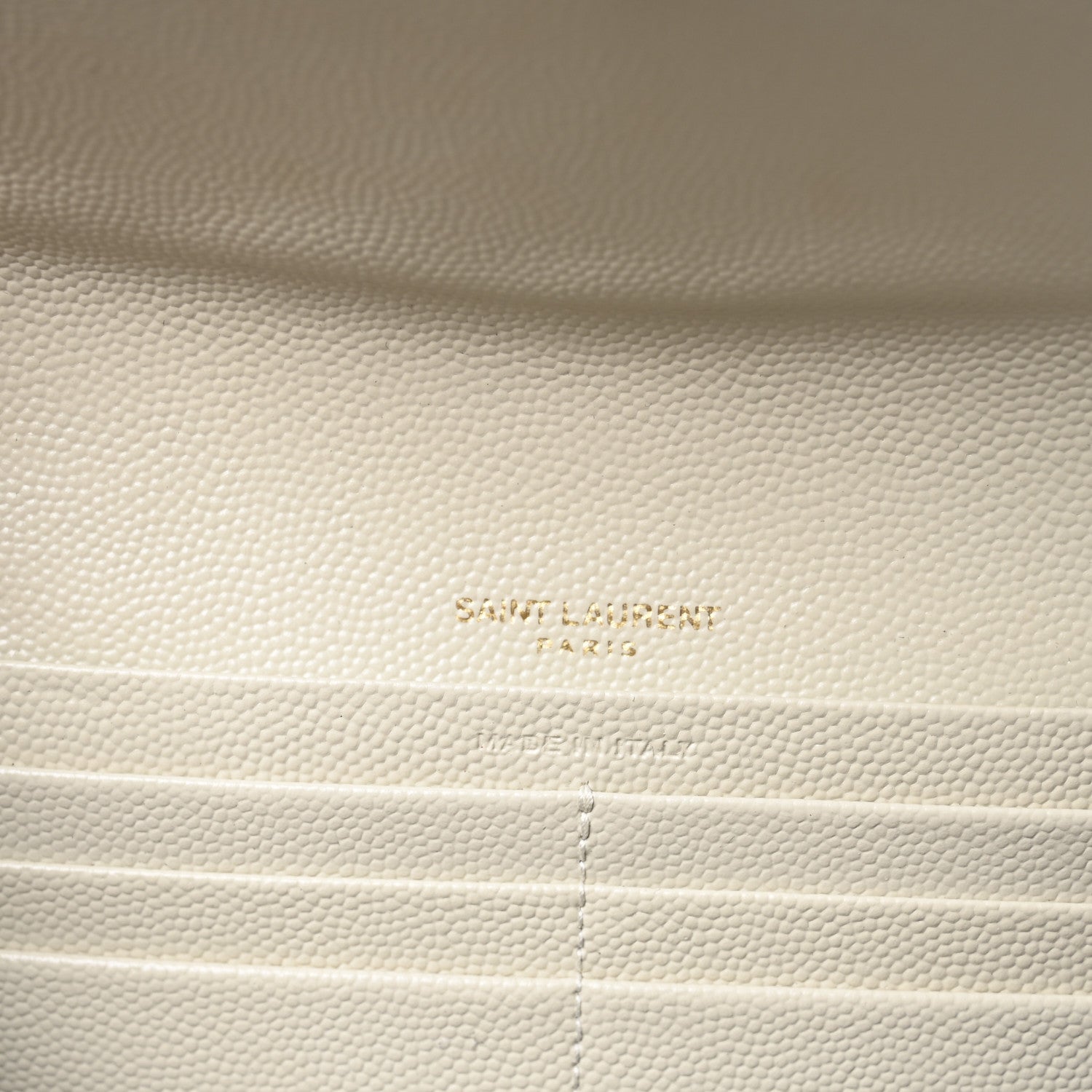 Saint Laurent Grain De Poudre Matelasse Chevron Monogram Flap Wallet Crema Soft 6 of 8