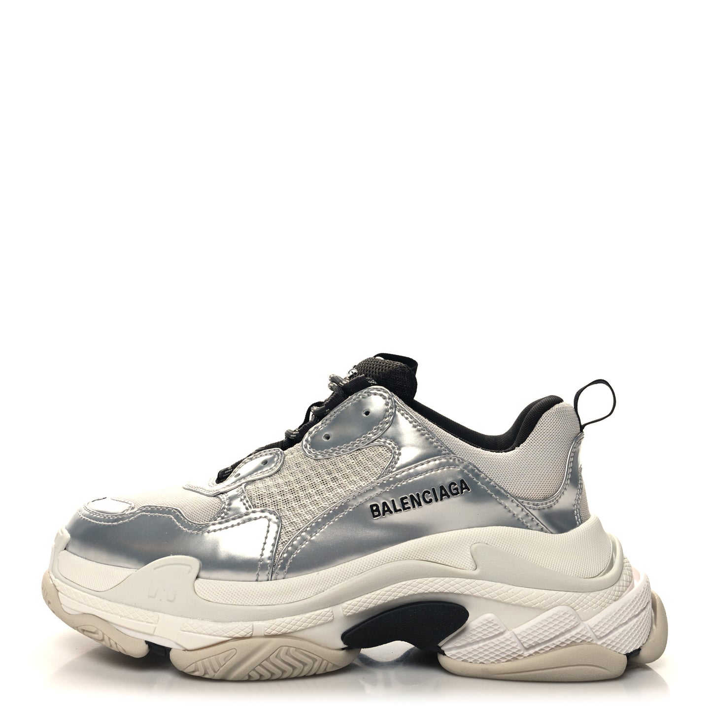 Metallic Fabric Mesh Womens Triple S Sneakers 42 Grey Dark Grey Black
