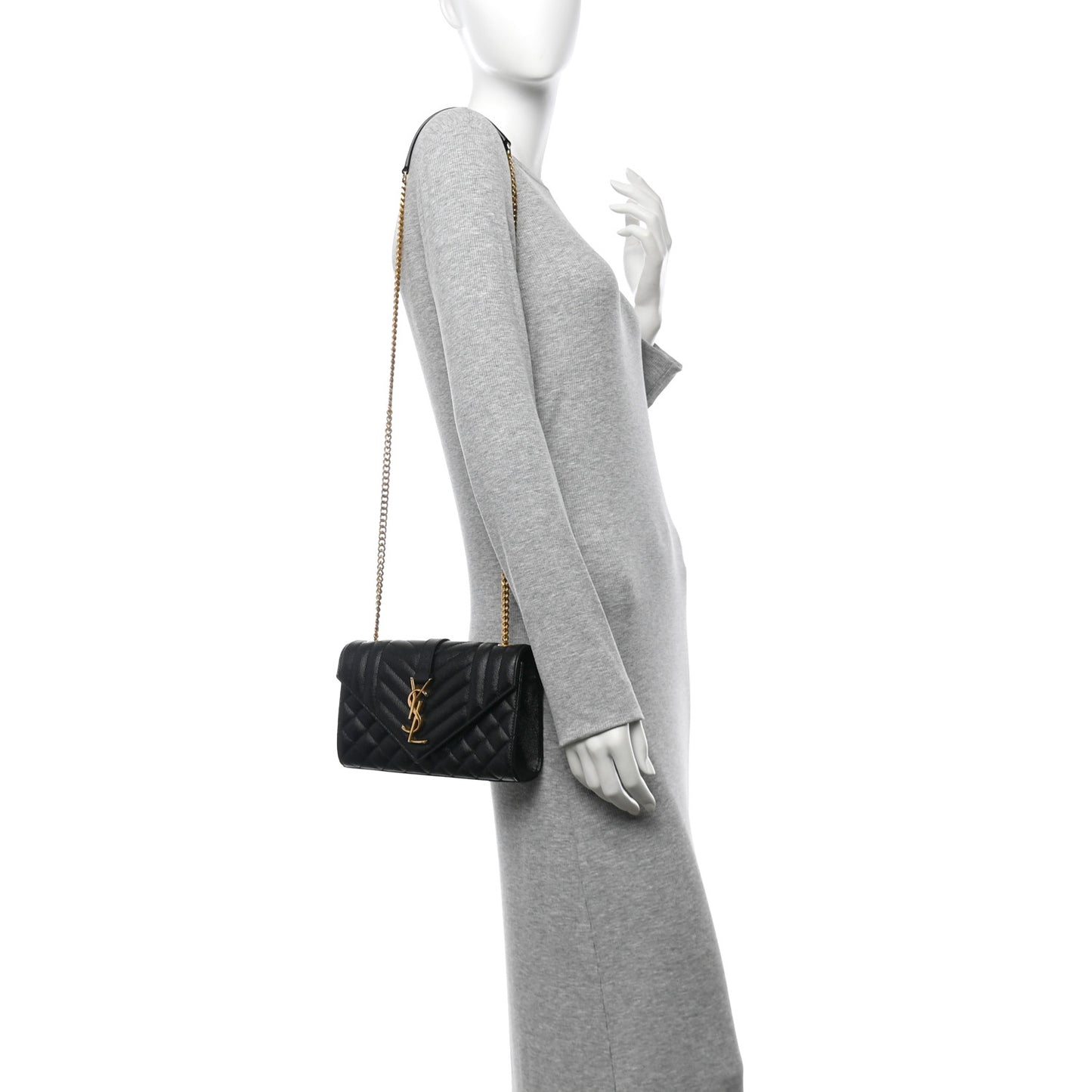 Grain De Poudre Textured Mixed Matelasse Triquilt Small Monogram Satchel Black