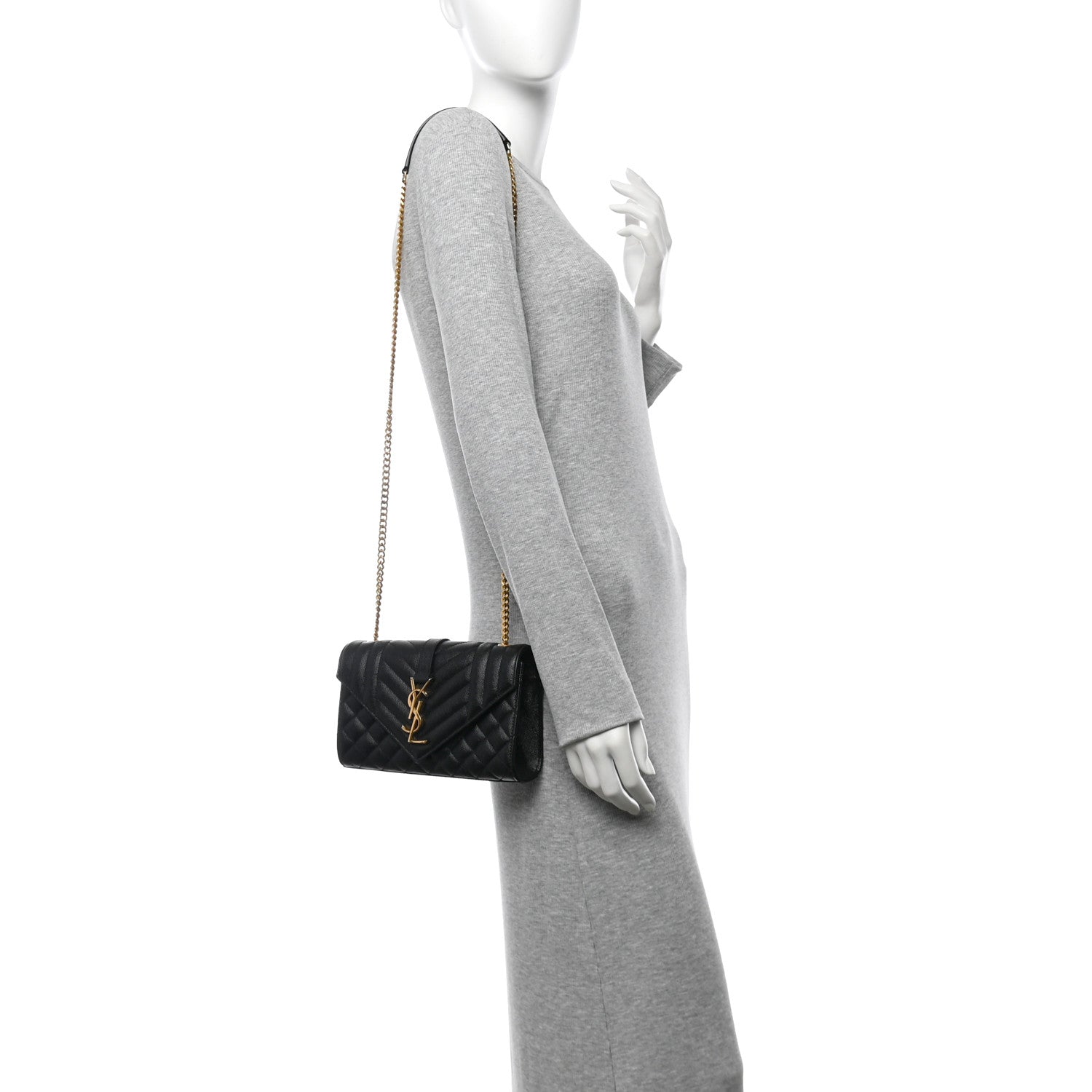 Saint Laurent Grain De Poudre Textured Mixed Matelasse Triquilt Small Monogram Satchel Black 2 of 13