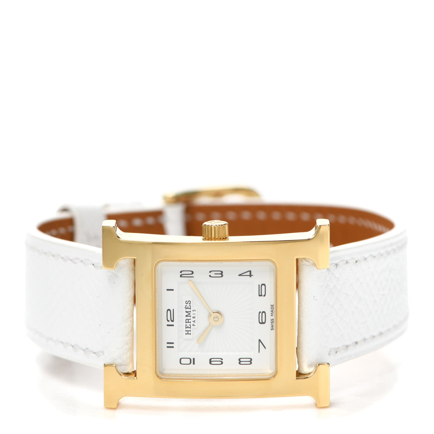 Hermes Stainless Steel Epsom 21mm Heure H Hour Quartz Watch Blanc 2 of 5