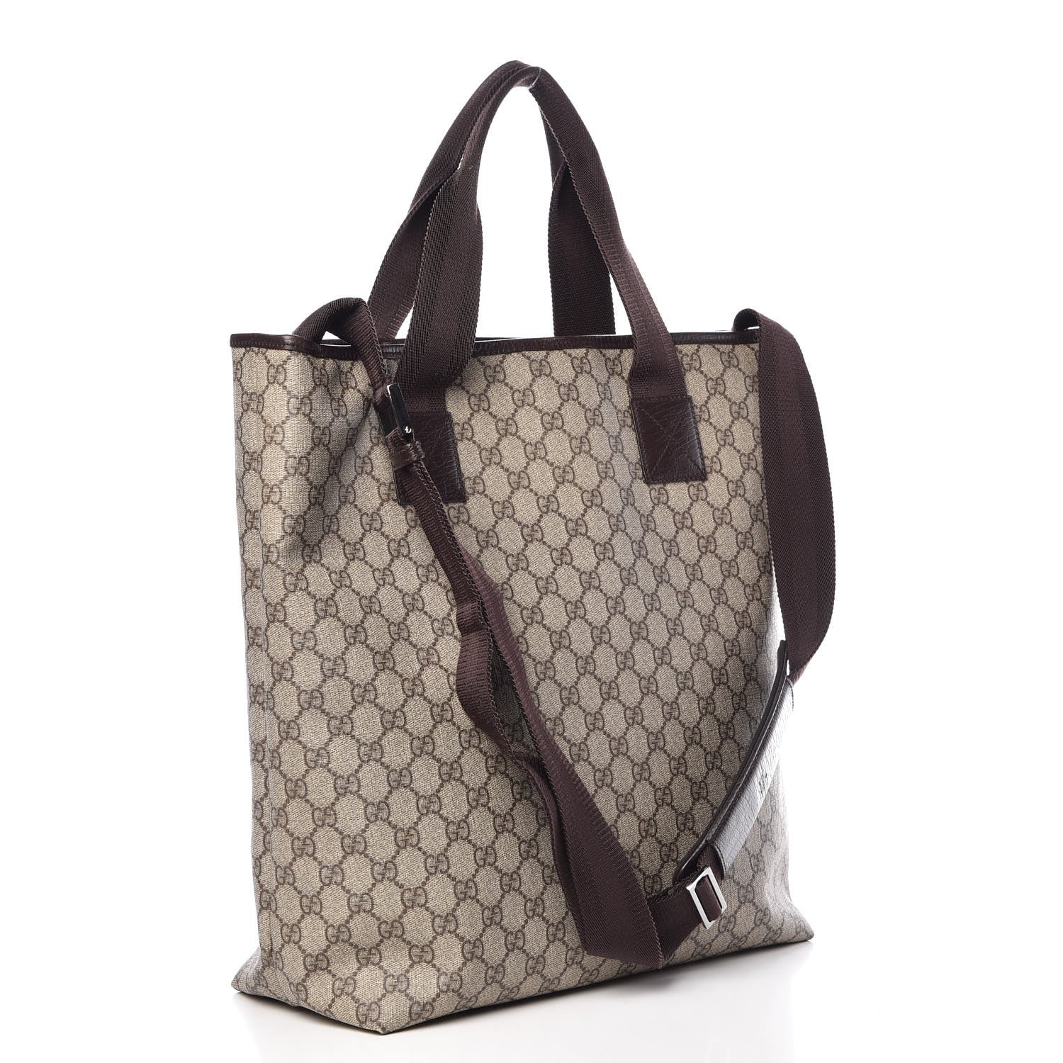 Gucci Soft GG Supreme Monogram Web Handle Vertical Tote Dark Brown 3 of 11