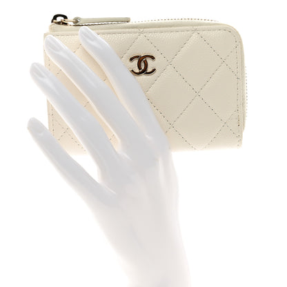 Chanel Caviar Quilted Zipped Key Holder Case White 2 of 8