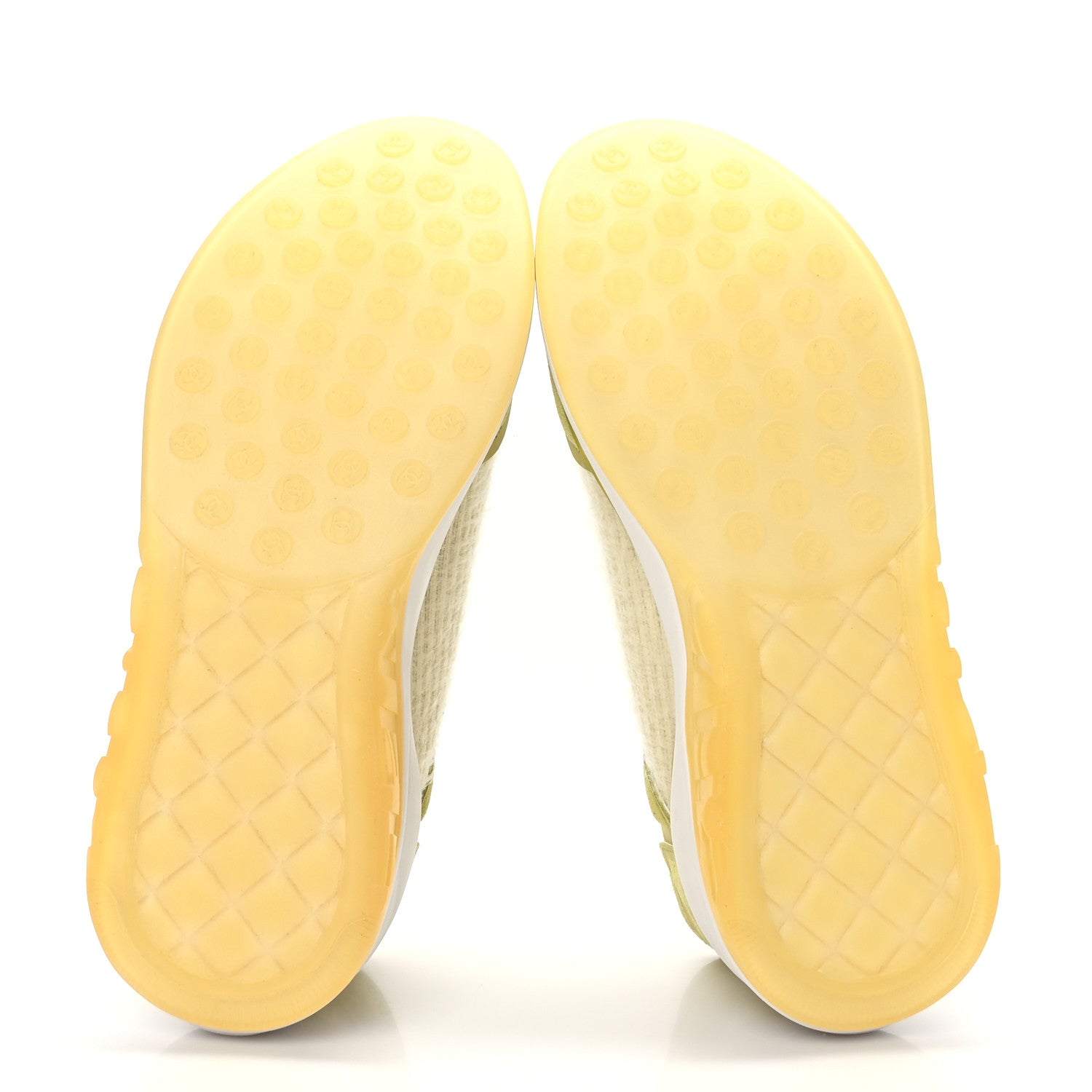 Chanel Suede Calfskin Stretch Fabric CC Sneakers 40.5 Yellow 5 of 6