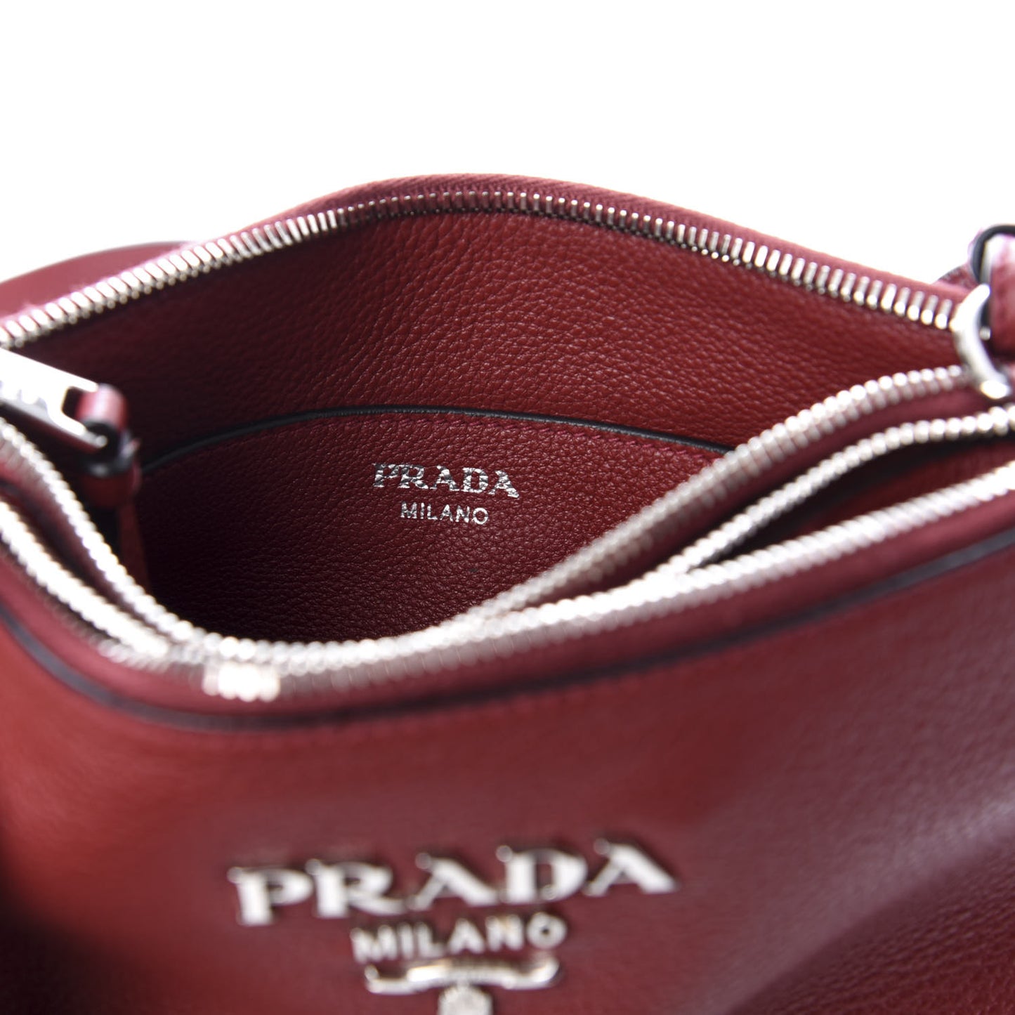 Vitello Phenix Double Zip Crossbody Bag Rubino
