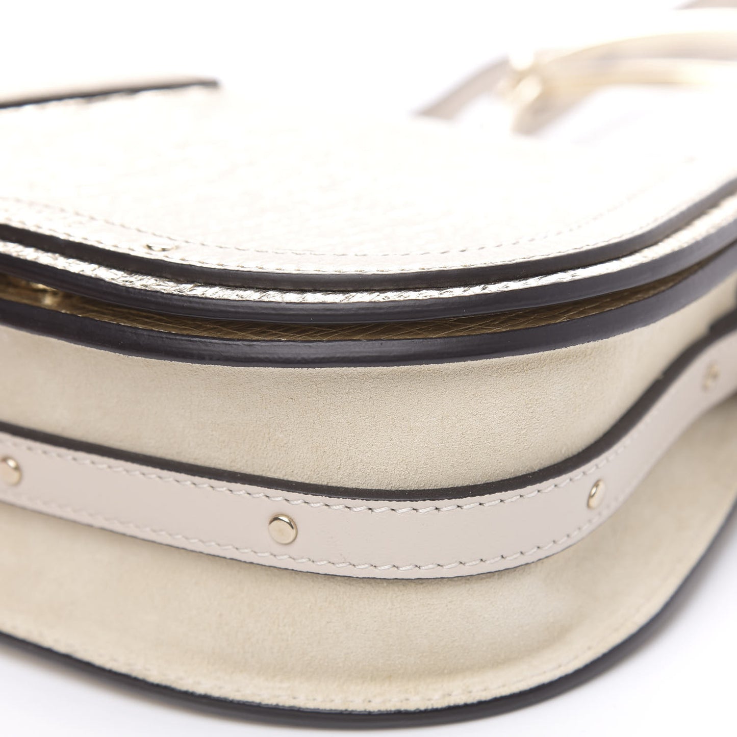 Metallic Calfskin Small Nile Bracelet Bag Gold