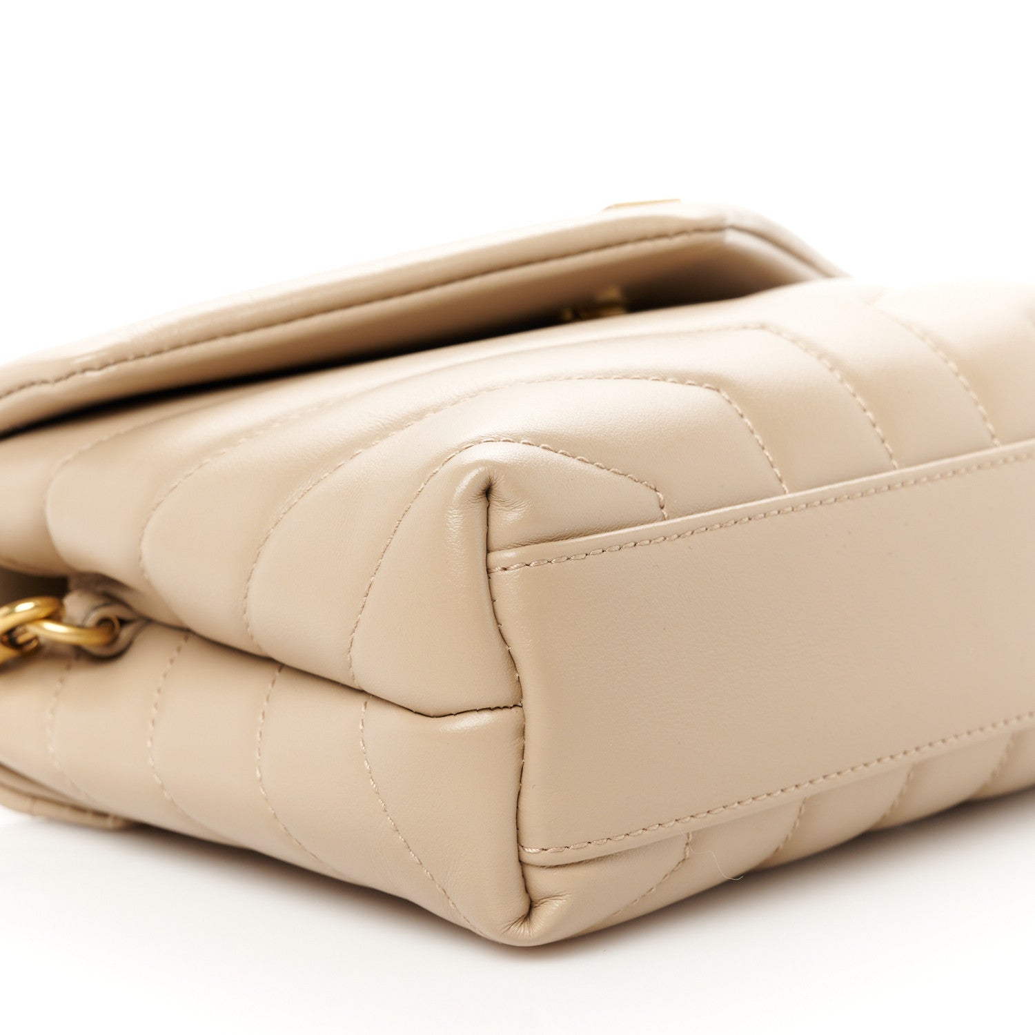 Saint Laurent Calfskin Y Quilted Monogram Toy Loulou Crossbody Bag Dark Beige 10 of 11