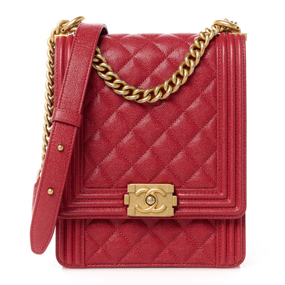 Chanel Caviar Quilted North South Boy Flap Red 1 of 10