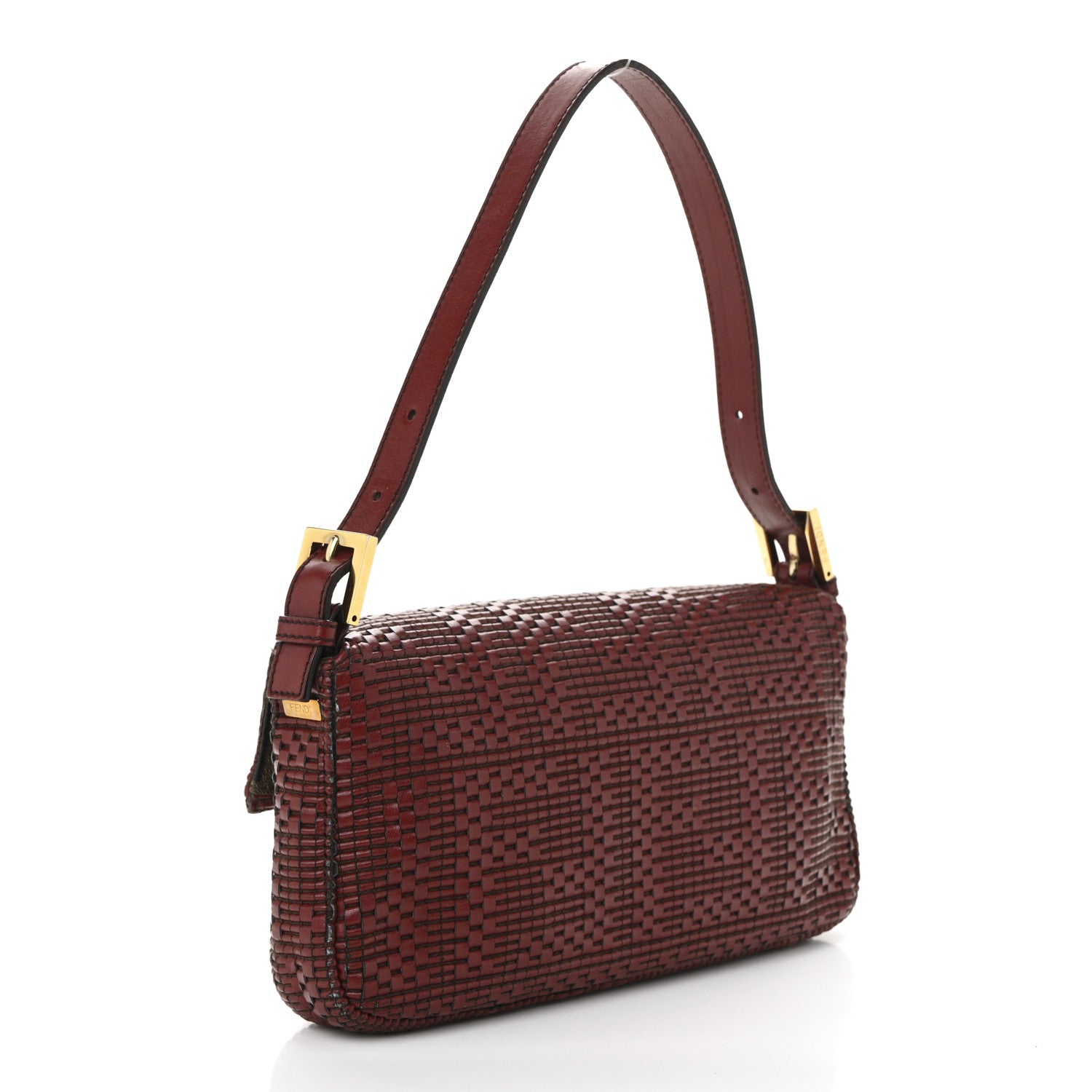 Fendi Lambskin Woven Baguette Red 3 of 10