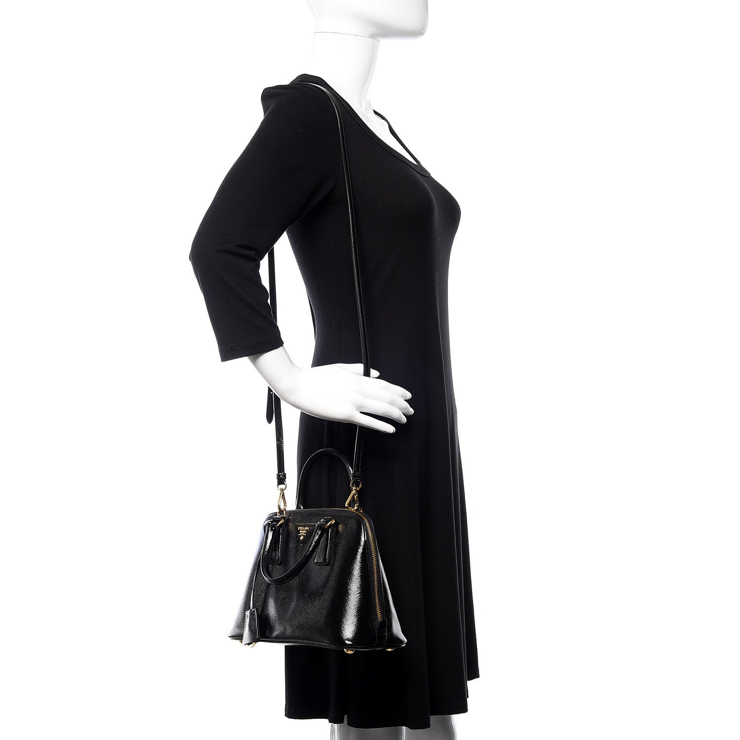Prada Saffiano Vernice Small Promenade Tote Black 2 of 12