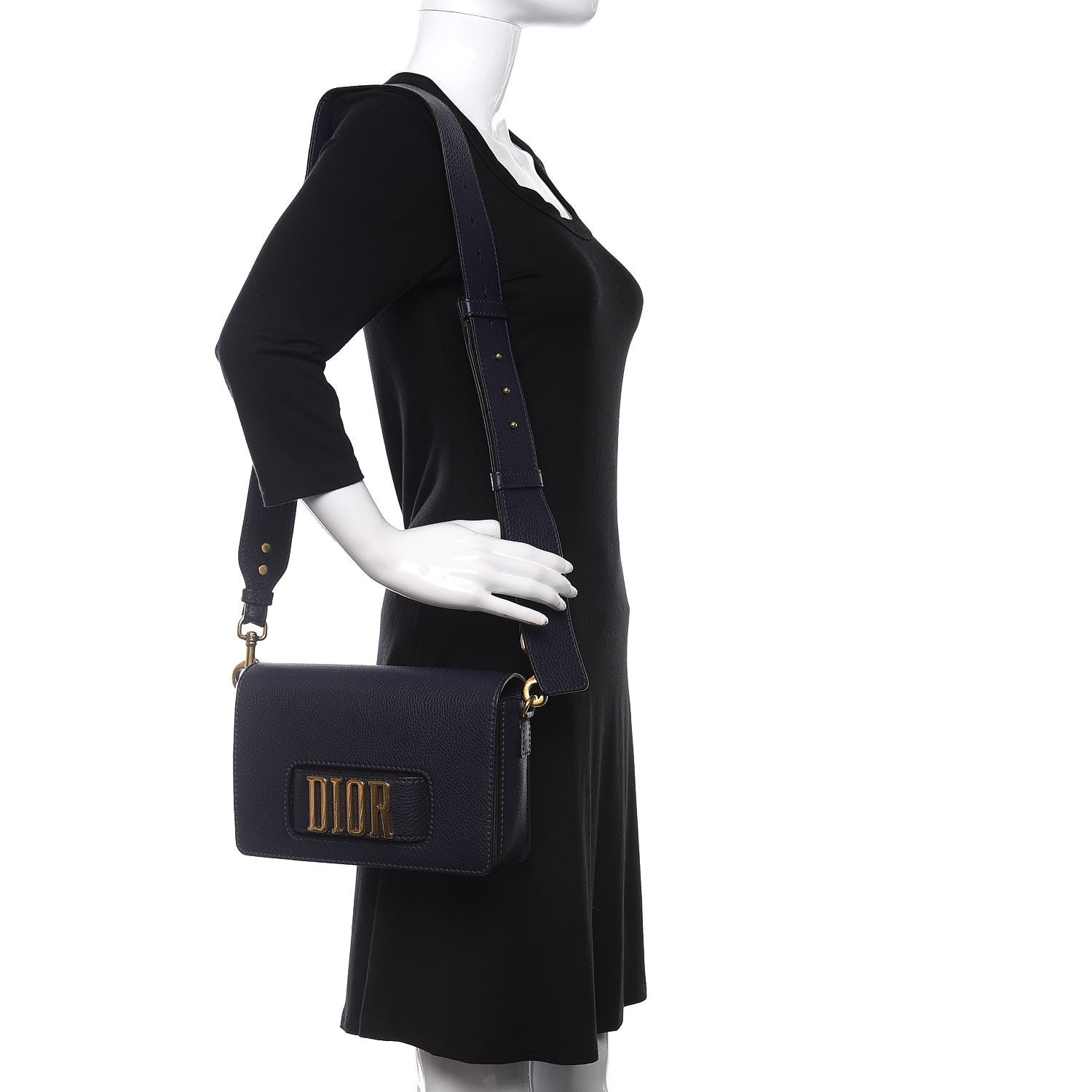 Christian Dior Grained Calfskin Dio(r)evolution Flap Bag Navy Blue 2 of 10