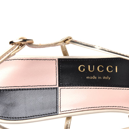 Gucci Nappa Metallic Bow Daphne Mid Heel Sandals 37.5 Vintage White Platino 7 of 11