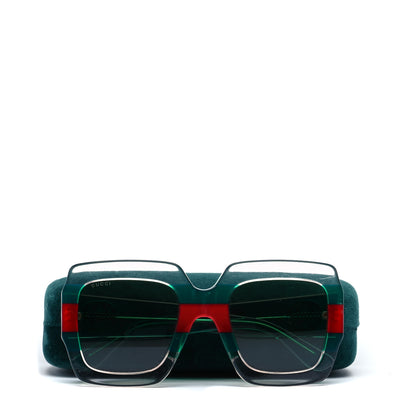 Gucci Square Web Frame GG0178S Sunglasses Green Red 8 of 8